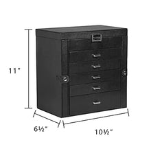 Load image into Gallery viewer, Frebeauty Large Jewelry Box,6-Tier PU Leather Jewelry Organizer with Lock,Multi-functional Storage Case with Mirror,Accessories Holder with 5 Drawers for Necklace Bracelets Watches(Black)
