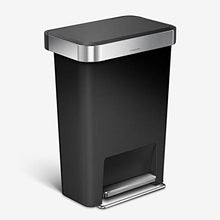 Load image into Gallery viewer, simplehuman 45 Liter / 12 Gallon Rectangular Kitchen Step Trash Can with Soft-Close Lid, Black Plastic