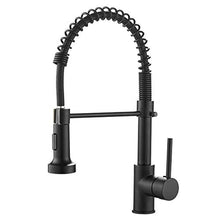 Load image into Gallery viewer, OWOFAN Kitchen Faucets Commercial Solid Brass Single Handle Single Lever Pull Down Sprayer Spring Kitchen Sink Faucet Matte Black Grifos De Cocina 9009R