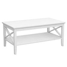 Load image into Gallery viewer, ChooChoo Coffee Table Classic X Design for Living Room, Rectangular Modern Cocktail Table with Storage Shelf, 39 Inch (White)