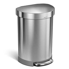 Load image into Gallery viewer, simplehuman 60 Liter Semi-Round Hands-Free Kitchen Step Stainless Steel Trash Can with Soft-Close Lid, Brushed