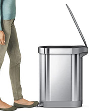 Load image into Gallery viewer, simplehuman 45 Liter / 12 Gallon Slim Hands-Free Kitchen Step Trash Can, Brushed with Plastic Lid