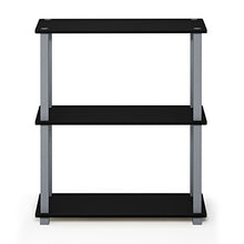 Load image into Gallery viewer, FURINNO Turn-S-Tube 3-Tier Compact Shelf Display Rack, Square, Black/Grey