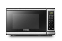Load image into Gallery viewer, BLACK+DECKER EM720CB7 Digital Microwave Oven with Turntable Push-Button Door, Child Safety Lock, 700W, Stainless Steel, 0.7 Cu.ft