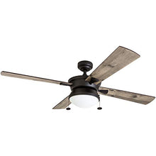 Load image into Gallery viewer, Prominence Home 50345-01 Auletta Outdoor Ceiling Fan, 52” ETL Damp Rated 4 Blades, LED Frosted Contemporary Light Fixture, Matte Black
