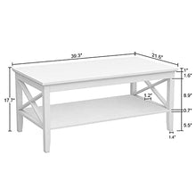 Load image into Gallery viewer, ChooChoo Coffee Table Classic X Design for Living Room, Rectangular Modern Cocktail Table with Storage Shelf, 39 Inch (White)