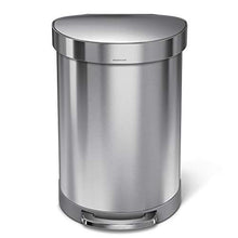 Load image into Gallery viewer, simplehuman 60 Liter Semi-Round Hands-Free Kitchen Step Stainless Steel Trash Can with Soft-Close Lid, Brushed