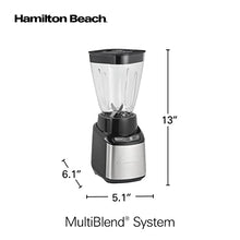 Load image into Gallery viewer, Hamilton Beach Stay or Go Blender with 32oz Jar, 8oz Grinder for Nuts & Spices, and 2 Portable Cups with Drinking Lids for Shakes and Smoothies, BPA Free, Black and Silver (52400)