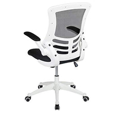 Load image into Gallery viewer, Flash Furniture Mid-Back Black Mesh Swivel Ergonomic Task Office Chair with White Frame and Flip-Up Arms