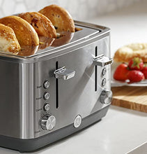 Load image into Gallery viewer, GE Stainless Steel Toaster | 4 Slice | Extra Wide Slots for Toasting Bagels, Breads, Waffles & More | 7 Shade Options for the Entire Household to Enjoy | Countertop Kitchen Essentials | 1500 Watts
