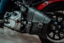 Load image into Gallery viewer, Dowco Willie & Max 59776-00 Triangulated Synthetic Leather Motorcycle Swingarm Bag: 9 Liter Capacity, Black w/Chrome Buckles