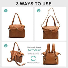 Load image into Gallery viewer, Diaper Bag Tote Mominside Leather Diaper Bag Backpack for Mom Dad Large Travel Diaper Tote Baby Bag for Boys Girls with 4 Insulated Pockets, Changing Station, Shoulder Straps(Brown)