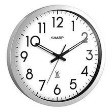 Load image into Gallery viewer, Sharp Atomic Analog Wall Clock - 12" Silver Brushed Finish - Sets Automatically- Battery Operated - Easy to Read - Easy to USE: Simple, Easy to Read Style fits Any Decor…