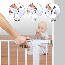 Load image into Gallery viewer, Cumbor 29.5”-40.6” Auto Close Safety Baby Gate, Durable Extra Wide Dog Gate for Stairs,Doorways, Easy Walk Thru Pet Gate for House,Child Gate Includes 4 Wall Cups and Extension, White