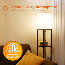 Load image into Gallery viewer, addlon LED Modern Shelf Floor Lamp with White Lamp Shade and LED Bulb - Display Floor Lamps with Shelves for Living Room, Bedroom and Office - Black