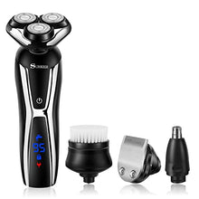 Load image into Gallery viewer, SURKER Electric Shaver Razor Cordless Beard Trimmer for Men Nose Hair Trimmer 3 in 1 Trimmer Grooming Kit Plus 1 Facial Cleansing Brush Waterproof USB Rechargeable Dry Wet