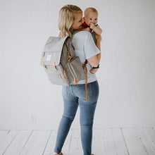 Load image into Gallery viewer, Parker Baby Diaper Backpack - Large Diaper Bag with Insulated Pockets, Stroller Straps and Changing Pad -"Birch Bag" - Gray