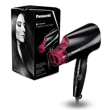 Load image into Gallery viewer, Panasonic nanoe Compact Hair Dryer for Healthy-Looking Hair, 1400W Portable Hair Dryer with Folding Handling and QuickDry Nozzle for Fast Drying – EH-NA27-K (Black/Pink)