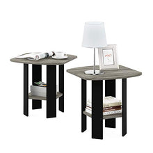 Load image into Gallery viewer, FURINNO Simple Design End Table, 2-Pack, French Oak Grey/Black