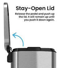 Load image into Gallery viewer, iTouchless SoftStep 13.2 Gallon Step Trash Can with Odor Filter System, Stainless Steel 50 Liter Pedal Garbage Bin for Kitchen, Home, Office, Silent and Gentle Lid Close