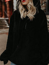 Load image into Gallery viewer, Century Star Womens Oversized Long Sleeve Casual Pullover Sweatshirt Fuzzy Hoodie Pockets Black Medium