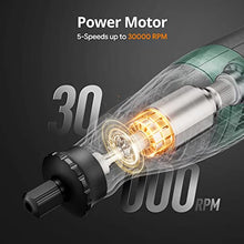 Load image into Gallery viewer, DEPSTECH Cordless Rotary Tool Kit, 8V 2.0Ah Rechargeable Battery, 30000RPM 5-Speed Multi Power Carving Tools, 127Pcs Accessories, Shield Attachment, Cutting/Drilling Guide for Handmade/DIY Creations