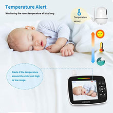 Load image into Gallery viewer, Baby Monitor with Remote Pan-Tilt-Zoom Camera, 3.5” Large Display Video Baby Monitor with Camera and Audio |Infrared Night Vision |Two Way Talk | Room Temperature| Lullabies and 960ft Range