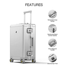 Load image into Gallery viewer, LEVEL8 Gibraltar Carry On Luggage, 20" Aluminum Frame Hardside Suitcase, Zipperless Luggage with TSA Lock and Spinner Wheels - Sliver