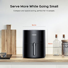 Load image into Gallery viewer, Dreo Air Fryer - 100℉ to 450℉, 4 Quart Hot Oven Cooker with 50 Recipes, 9 Cooking Functions on Easy Touch Screen, Preheat, Shake Reminder, 9-in-1 Digital Airfryer, Black, 4L (DR-KAF002)