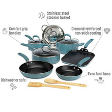Load image into Gallery viewer, Goodful Premium Nonstick Pots and Pans Set, Diamond Reinforced Non-Stick Coating, Made Without PFOA, Dishwasher Safe, 12-Piece, Turquoise