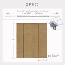 Load image into Gallery viewer, GoDear Design Adjustable Sliding Panel Track Vertical Blinds 45.8"- 86" W x Up to 96" H, Extendable Window Blinds for Glass & Cloest Doors, Trimmable Natural Woven Curtains, Pecan