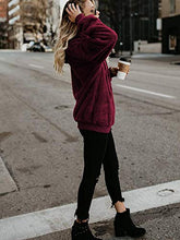 Load image into Gallery viewer, Century Star Womens Fuzzy Hoodies Pullover Sport Hoodie Cozy Oversized Pockets Hooded Sweatshirt Athletic Fleece Hoodies Wine Red Medium