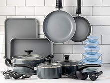 Load image into Gallery viewer, BELLA Nonstick Cookware Set with Glass Lids - Aluminum Bakeware, Pots and Pans, Storage Bowls & Utensils, Compatible with All Stovetops, 21 Piece, Black