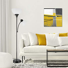 Load image into Gallery viewer, Globe Electric 67135 72" Torchiere Floor Lamp + Adjustable Reading Light, Matte Black, Frosted Plastic Shade, 3-Step Rotary Switch on Socket, Living Room Décor, Reading Light, Home Essentials