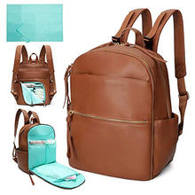 Load image into Gallery viewer, Diaper Bag Backpack Mominside Leather Baby Bag with 6 Insulated Pockets for Mom Dad, Baby Registry Search, Changing Station, Stroller Straps, Large Capacity for Wet Clothes, Waterproof(Brown)