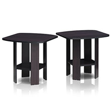 Load image into Gallery viewer, FURINNO Simple Design End Table, 2-Pack, Dark Walnut