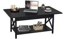 Load image into Gallery viewer, GreenForest Coffee Table Farmhouse Rustic with Storage Shelf for Living Room 43.3 x 23.6 inch, Easy Assembly, Black