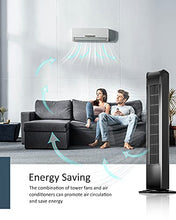 Load image into Gallery viewer, Uthfy Oscillating Tower Fan with Remote, Electric Standing Tower Fan Floor Fan for Bedroom Indoor Office and Home Use,Quiet Cooling Portable Bladeless Tower Fans, 30 inchs, Black Tower Fan