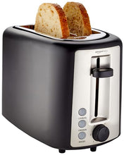 Load image into Gallery viewer, Amazon Basics 2 Slice, Extra-Wide Slot Toaster with 6 Shade Settings, Black & Silver