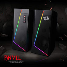 Load image into Gallery viewer, Redragon GS520 Anvil RGB Desktop Speakers, 2.0 Channel PC Computer Stereo Speaker with 6 Colorful LED Modes, Enhanced Sound and Easy-Access Volume Control, USB Powered w/ 3.5mm Cable