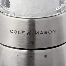 Load image into Gallery viewer, COLE & MASON Derwent Salt and Pepper Grinder Set - Stainless Steel Mills Include Gift Box, Gourmet Precision Mechanisms and Premium Sea Salt and Peppercorns