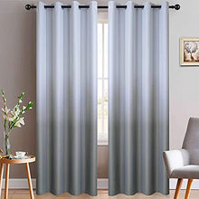 Load image into Gallery viewer, Yakamok Room Darkening Gray Gradient Color Ombre Curtains for Bedroom Thickening Polyester Thermal Insulated Grommet Window Drapes for Living Room (Grey, 2 Panels, 52x84 Inch)