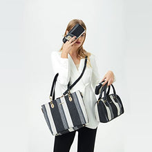 Load image into Gallery viewer, 2E-youth Designer Purses And Handbags For Women Satchel Shoulder Bag Tote Bag For Work Clutch Purses (2G-stripe-black)