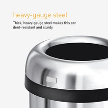 Load image into Gallery viewer, simplehuman 60 Liter / 16 Gallon Bullet Open Top Trash Can, Commercial Grade Heavy Gauge, Brushed Stainless Steel