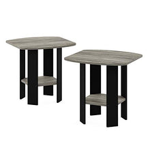 Load image into Gallery viewer, FURINNO Simple Design End Table, 2-Pack, French Oak Grey/Black