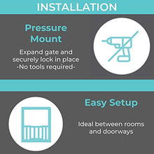 Load image into Gallery viewer, Toddleroo by North States 50" Wide Extra Wide Wire Mesh Baby Gate, Made in USA: Installs in Wide Opening Without damaging Wall. Pressure Mount. Fits 29.5"-50" Wide (32" Tall, Sustainable Hardwood)