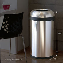 Load image into Gallery viewer, simplehuman 60 Liter / 16 Gallon Bullet Open Top Trash Can, Commercial Grade Heavy Gauge, Brushed Stainless Steel