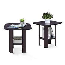 Load image into Gallery viewer, FURINNO Simple Design End Table, 2-Pack, Dark Walnut