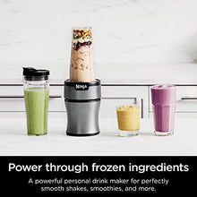 Load image into Gallery viewer, Ninja BN301 Nutri-Blender Plus Compact Personal Blender, 900-Peak-Watt Motor, Frozen Drinks, Smoothies, Sauces & More, (3) 20 oz. To-Go Cups, (2) Spout-Lids (1) Storage-Lid, Dishwasher Safe, Silver