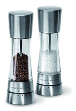 Load image into Gallery viewer, COLE & MASON Derwent Salt and Pepper Grinder Set - Stainless Steel Mills Include Gift Box, Gourmet Precision Mechanisms and Premium Sea Salt and Peppercorns